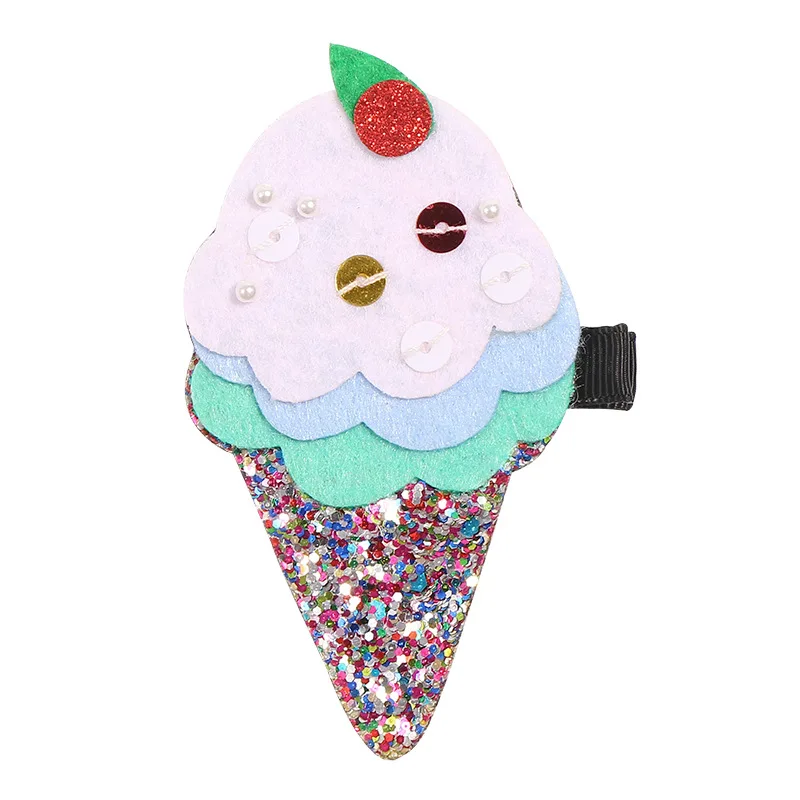 Бутик ins 15 шт. модные милые фетровые заколки для волос Icecream блестящие кружевные