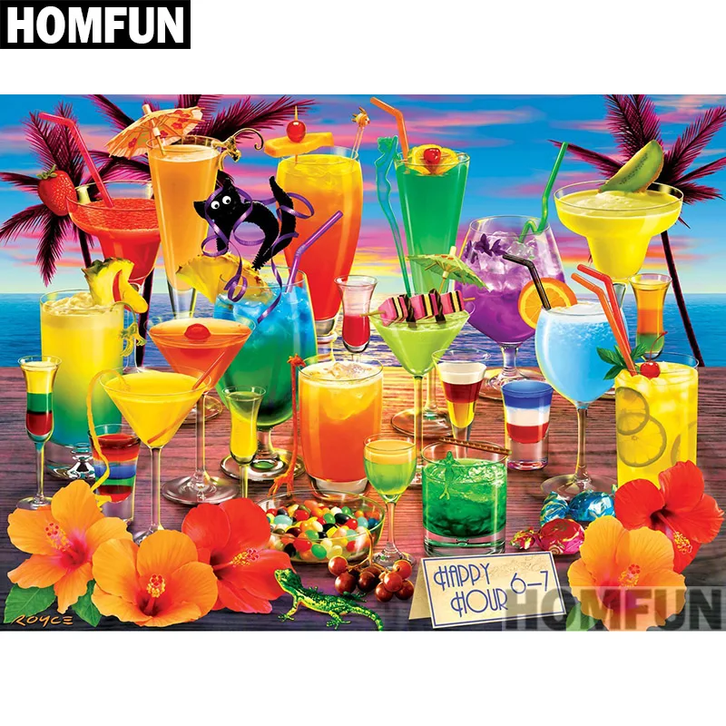 Алмазная живопись HOMFUN A00893 алмазная вышивка праздничный напиток полное покрытие