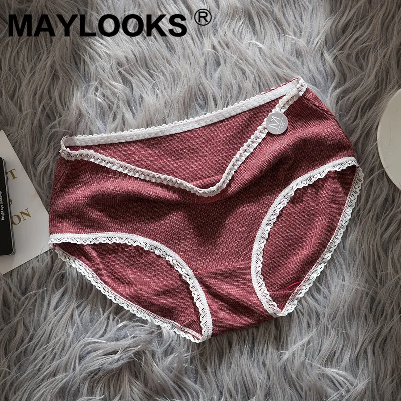 Maylooks большой размер Хлопок Женские Прозрачные Нижнее белье Высокая Талия