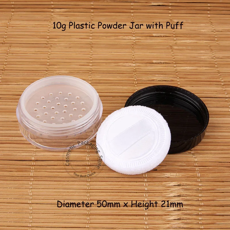96 шт./лот оптовая продажа пустая пластиковая банка для пудры 10 г с черной крышкой