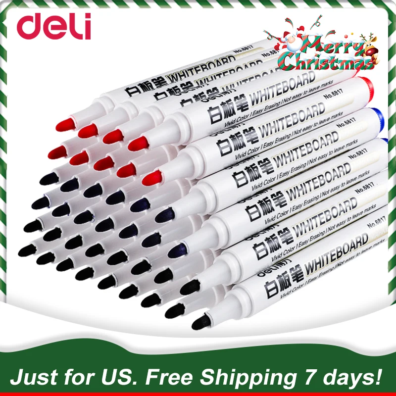

Deli 2mm Pen Point Erasable Waterborne Whiteboard Marker 10 pcs Pack