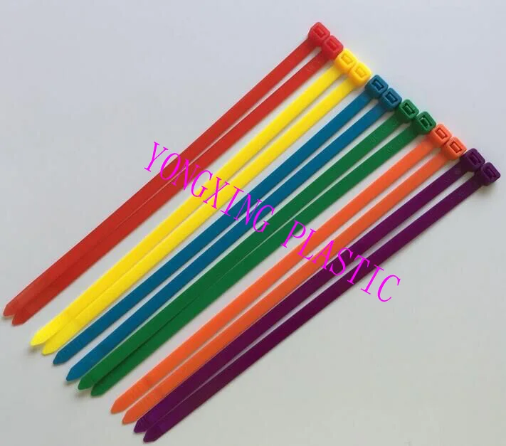 100Pcs/pack 8*250mm high quality width 7.6mm colorful Factory Standard Self-locking Plastic Nylon Cable Ties Wire Zip Tie | Обустройство