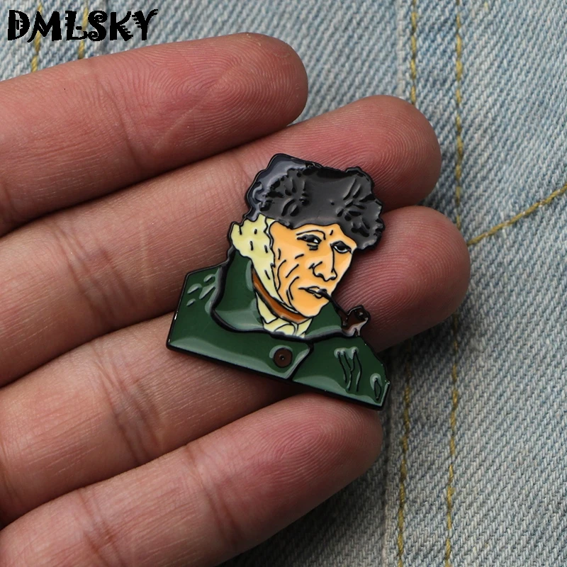 

DMLSKY 20pcs/lot DMLSKY Van Gogh Smoking Pin Cosplay Metal Brooch fashion art backpack badges Men Lapel Pins Collar Badge M3196