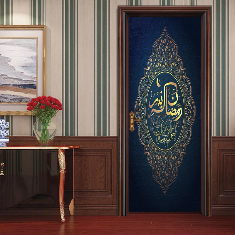 

New Arrival Islamic patterns door Pvc Poster decal Window vinyl sticker Allah self-adhesive wallpaper Bedroom Home Decor