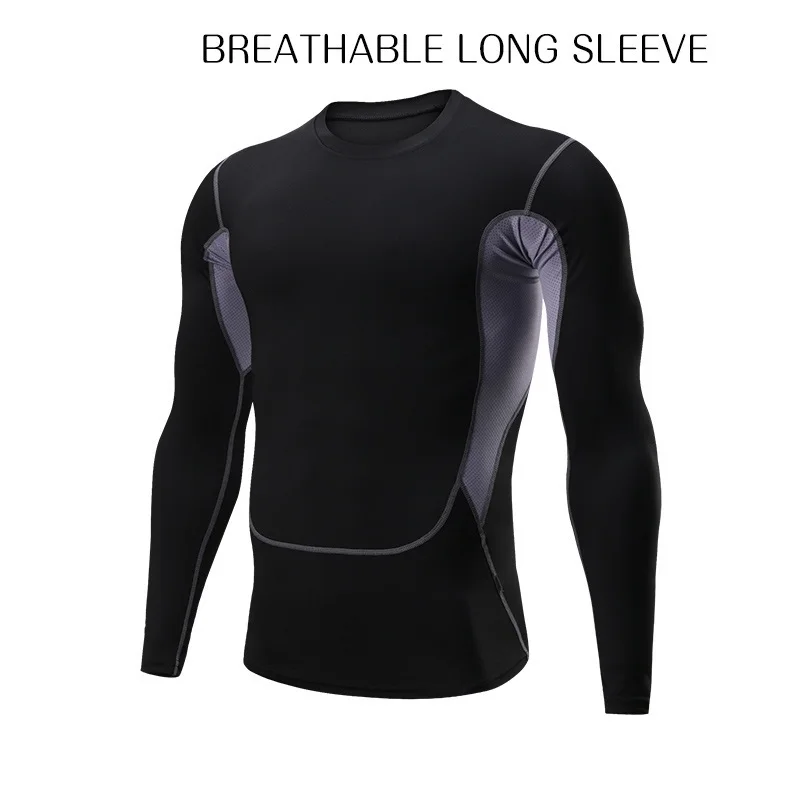 3 Breathable Стоящий спортивный компрессионный спортивный костюм с длинными рукавами для мужчин, быстросохнущая одежда, костюм для бега, одежда для бега, тренажерного зала, фитнеса, тренировок - Цвет: 3 Breathable