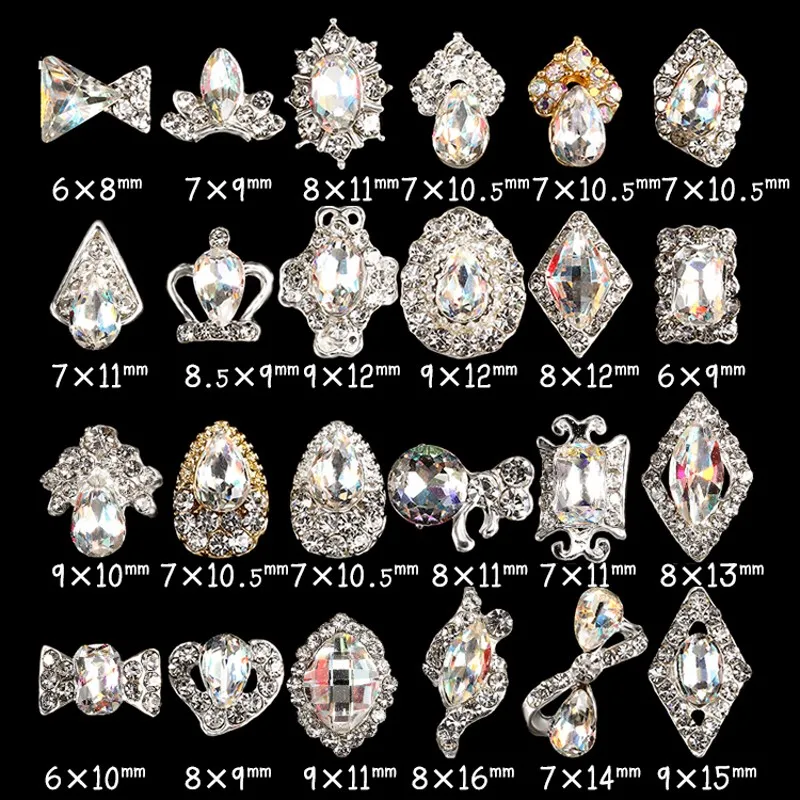 

100PCS/lot Metal Alloy Gems 3D Nail Art Charms Decoration DIY Nail Art Alloy Nail Crystals Jewelry For Nail Art Decoration 3525#