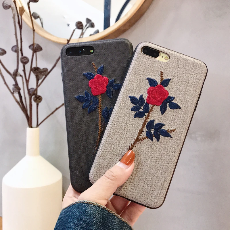 VIAERSON Чехол ручной работы с вышивкой для iPhone X XS чехол 3D винтажный цветок листья