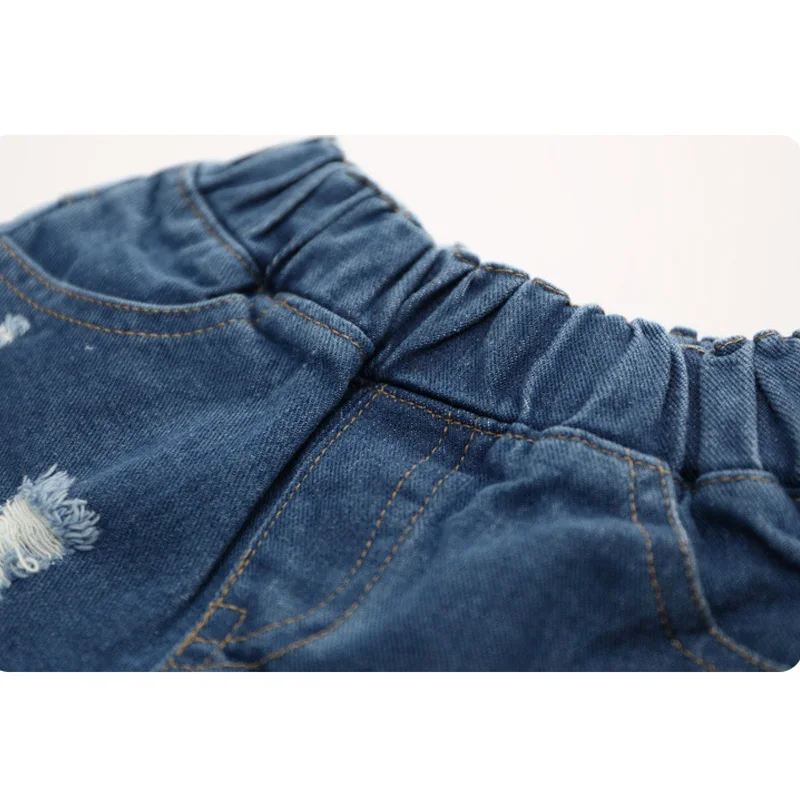 Летние Кружевные шорты для девочек милый комплект для девочек; рваные джинсы шорты, короткие брюки свободные джинсовые шорты с высокой посадкой детские джинсы детская одежда От 2 до 12 лет