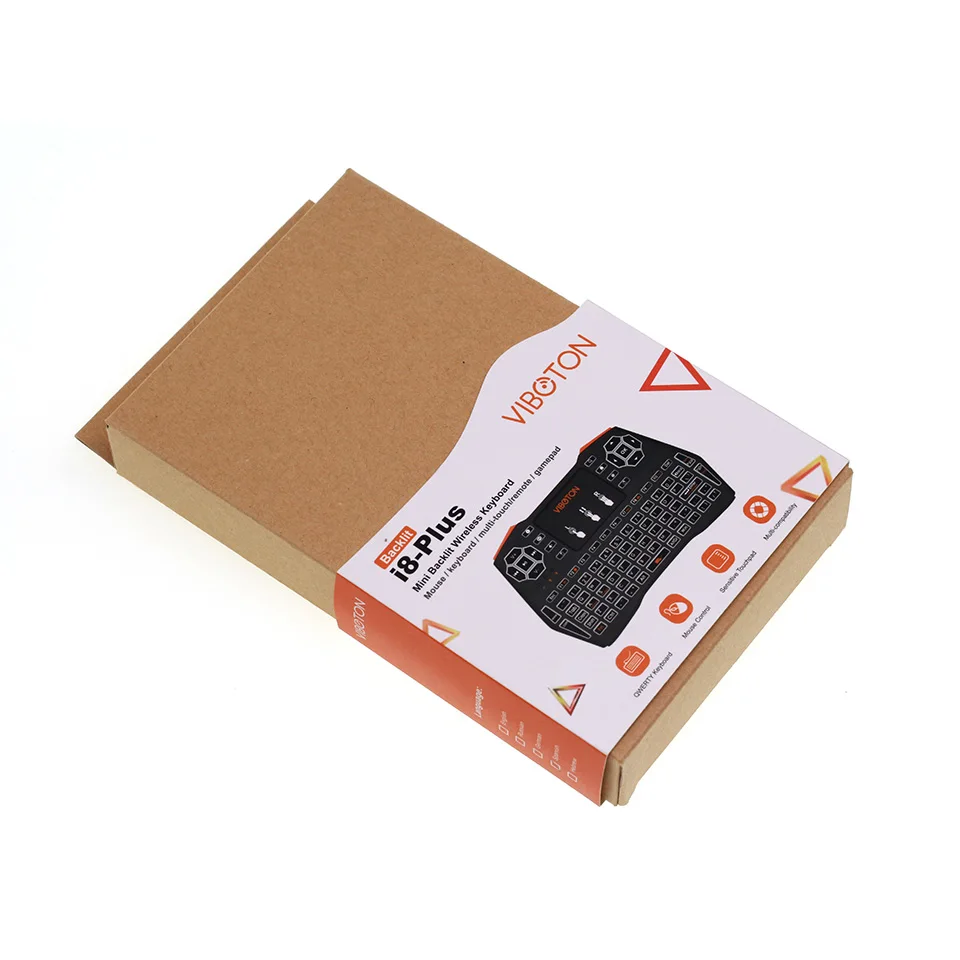 

VIBOTON i8 Plus Backlit English Russian Mini Wireless Keyboard Air Mouse with TouchPad for Android TV Box Mini PC IPTV X96mini