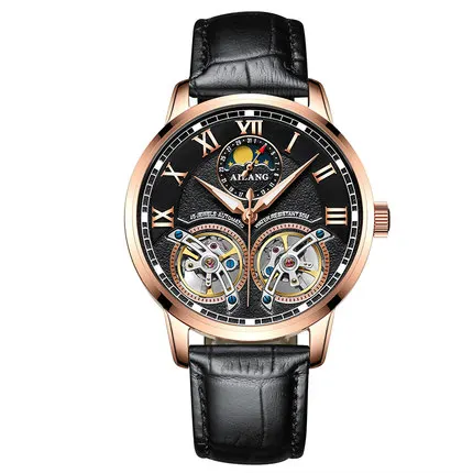 8821 Golden black AILANG повседневные модные часы с турбийоном, мужские водонепроницаемые Роскошные брендовые механические часы, мужские часы, золотые наручные часы - Цвет: 8821 Golden black