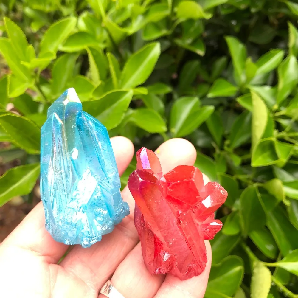 2 шт. красивые и с украшением в виде кристаллов кластера Природный Кварц