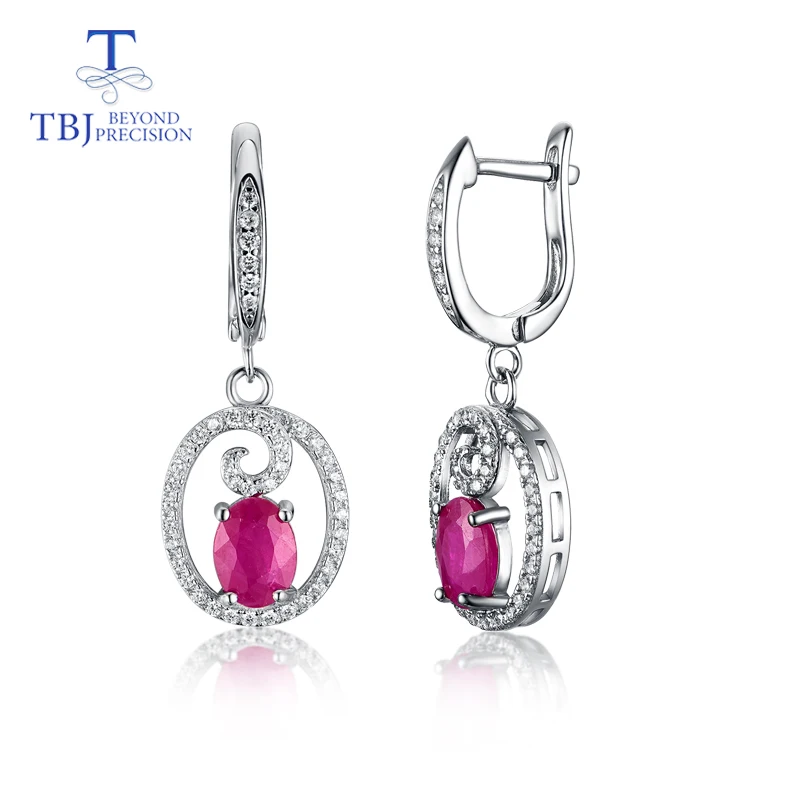 ruby earrings Серьги из стерлингового серебра 925 пробы с Рубиновой застежкой, натуральный овальный камень 5*7 мм, ювелирные изделия, уникальный подарок на день рождения для жены, мамы - Цвет камня: ruby earrings