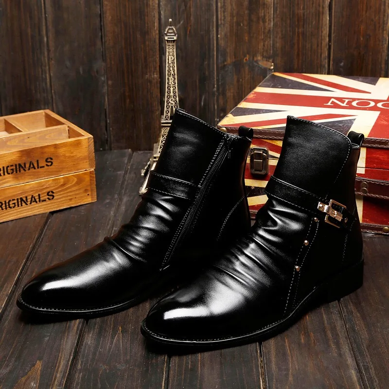 Spring/Winter Fur Men's Chelsea Boots Style Fashion Black/Brown/Red Brogues Soft Leather Casual Shoes size 38-44 eur | Обувь