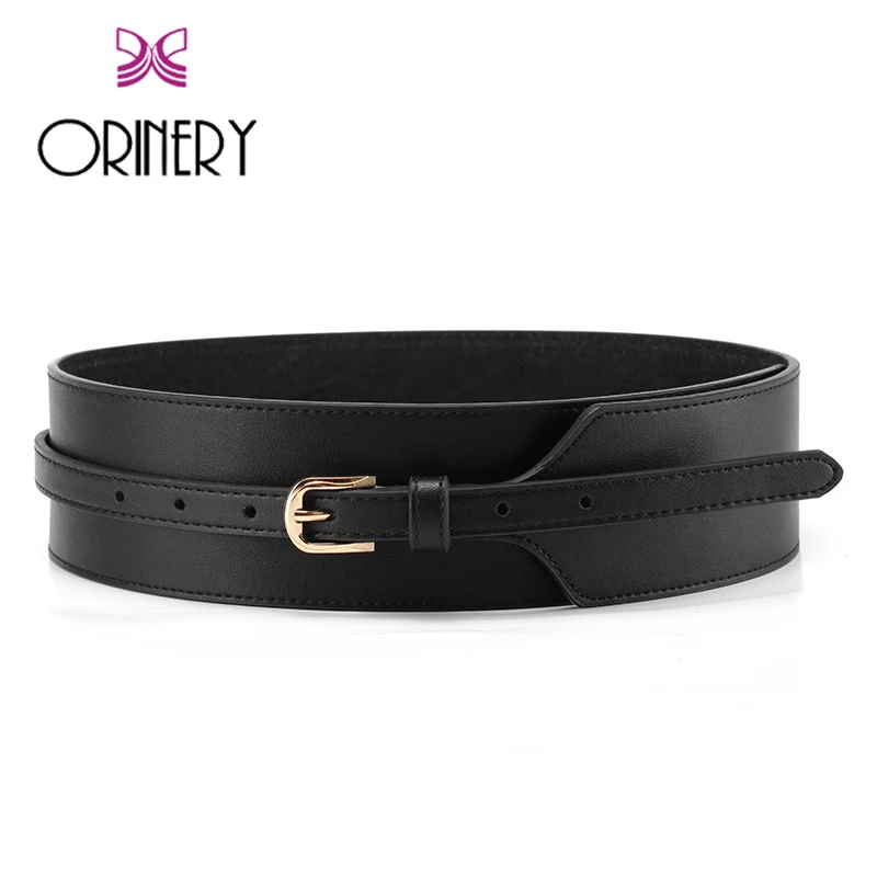 Black ORINERY новые ремни для женщин из натуральной кожи с пряжкой джинсы женский ремень одноцветные модные аксессуары для свадебного платья - Цвет: Black