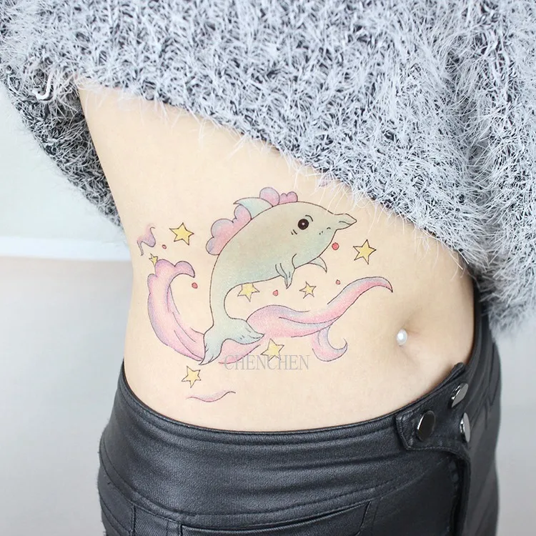 Временные татуировки наклейки для body art плавать Дельфин Роза Ловец снов tatto