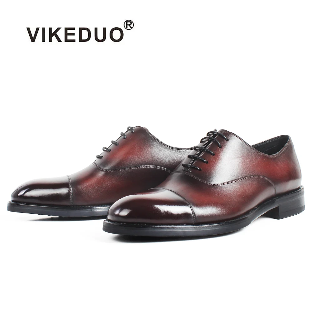 VIKEDUO Patina Oxford Dress Shoes For Men Genuine Cow Leather Shoe Male Handmade Wedding Office Mans Footwear Big Size Zapatos | Обувь