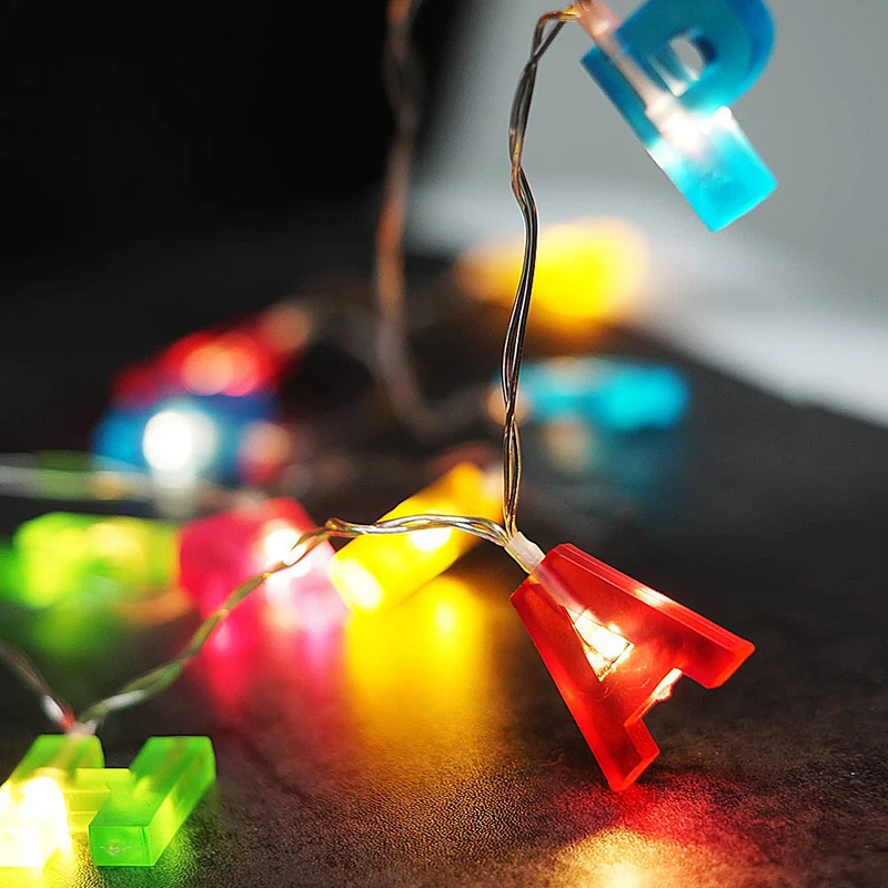 Multicolor Letter Happy Birthday Christmas 13 LED String Lights Party For Holiday Bedroom Home Decoration Lamp | Освещение