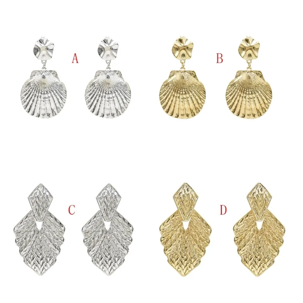 Fashion Vintage Zinc Alloy Shell Geometric Dangle Drop Earrings Gold Brincos for Women Party pendientes mujer moda 2019 | Украшения и