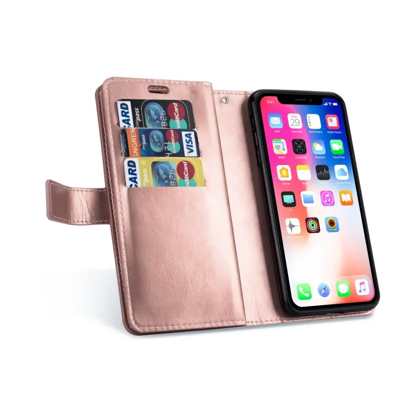 Многофункциональный кожаный кошелек на молнии Card Case для iPhone 5 5S SE 6 6S 7 8 Plus X XR XS Max чехол Обложка Flip Стенд на Коке