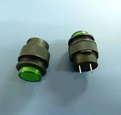 (10) зеленый 2Pin SPST Миниатюрный 1A 250VAC 16 мм отверстие не поддерживается кнопочный