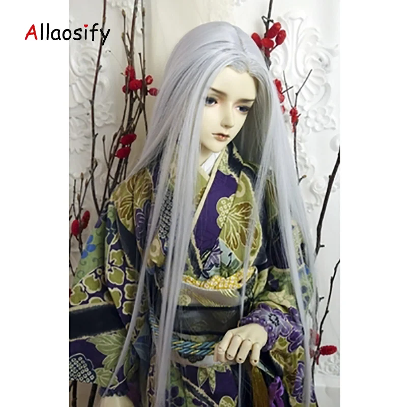 Парики Allaosify 1/3 BJD из высокотемпературного волокна серебристые белые длинные