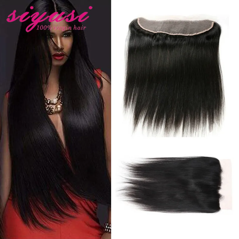 Ear To Lace Frontal Closure With Baby Hair 100% Virgin Human Full Brazilian straight |