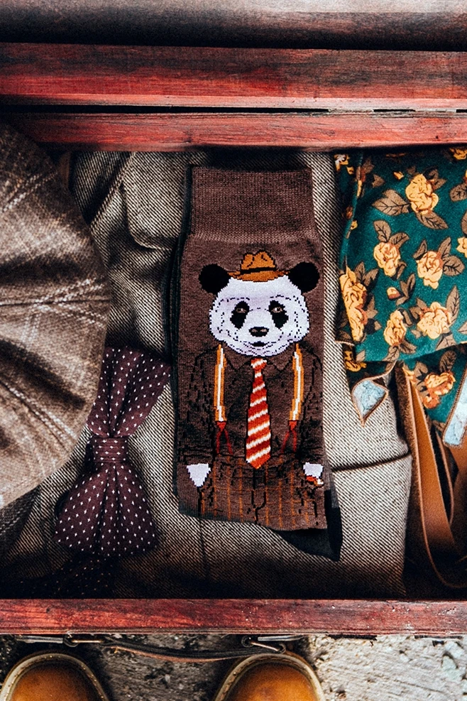 Мужские милые comic кофе коричневый медведь носки джентльмен Англия Британский