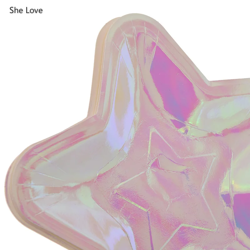 Рождественские радужные бумажные тарелки вечерние посуда звезда раковина тема