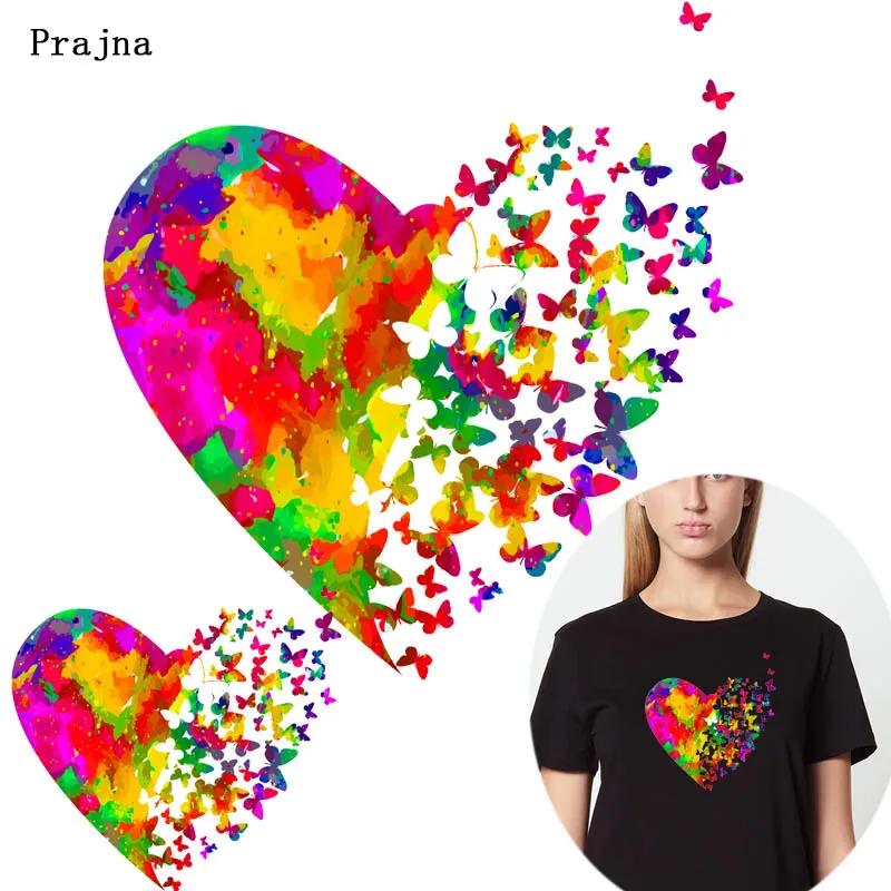 Prajna Rainbow Love Термотрансферная бабочка для одежды красочные модные наклейки ткани