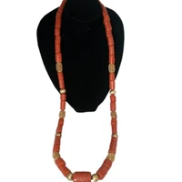 dudo 60 inches mens 100 genunie long african coral beads jewelry set orange red white available groom jewellery set 2019