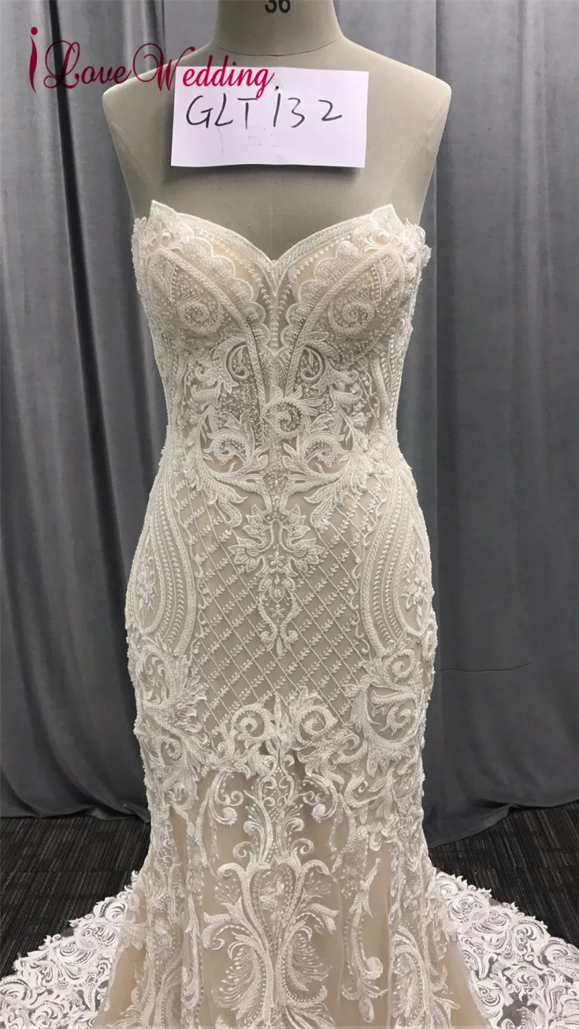 ILoveWedding 2019 Vestidos de novia без бретелек кружевное нежное украшенное бисером со шлейфом
