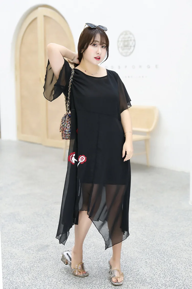4XL-8XL, плюс размер, летнее женское платье, повседневное, с вышивкой, необычное, большой размер, платье, свободное, 6XL, 7XL, Дамское элегантное платье для вечеринки