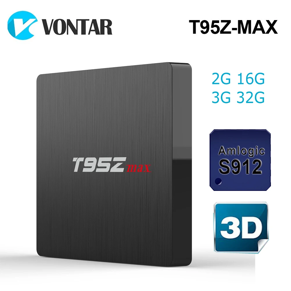 T95Z макс 3 ГБ 32 Amlogic S912 Octa Core Andorid 7 1 ТВ BOX 2 4 г/5 ГГц Двойной Wi Fi BT4.0 Google Play Youtube Декодер