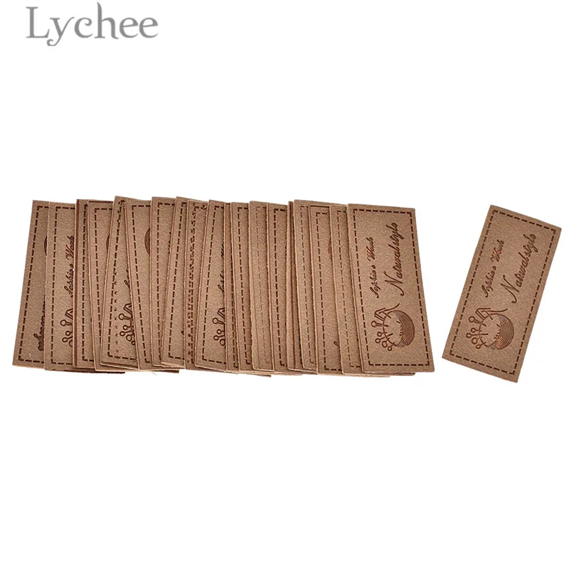 Lychee 20 шт. винтажные квадратные ярлыки из искусственной кожи в естественном стиле