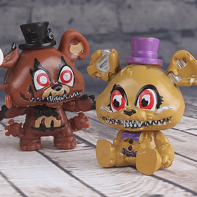 

8 pcs/set Five Nights At Freddy's Golden Freddy Foxy Bonnie Chica foxy Mini Action Figure Toys brinqudoes Head Movable