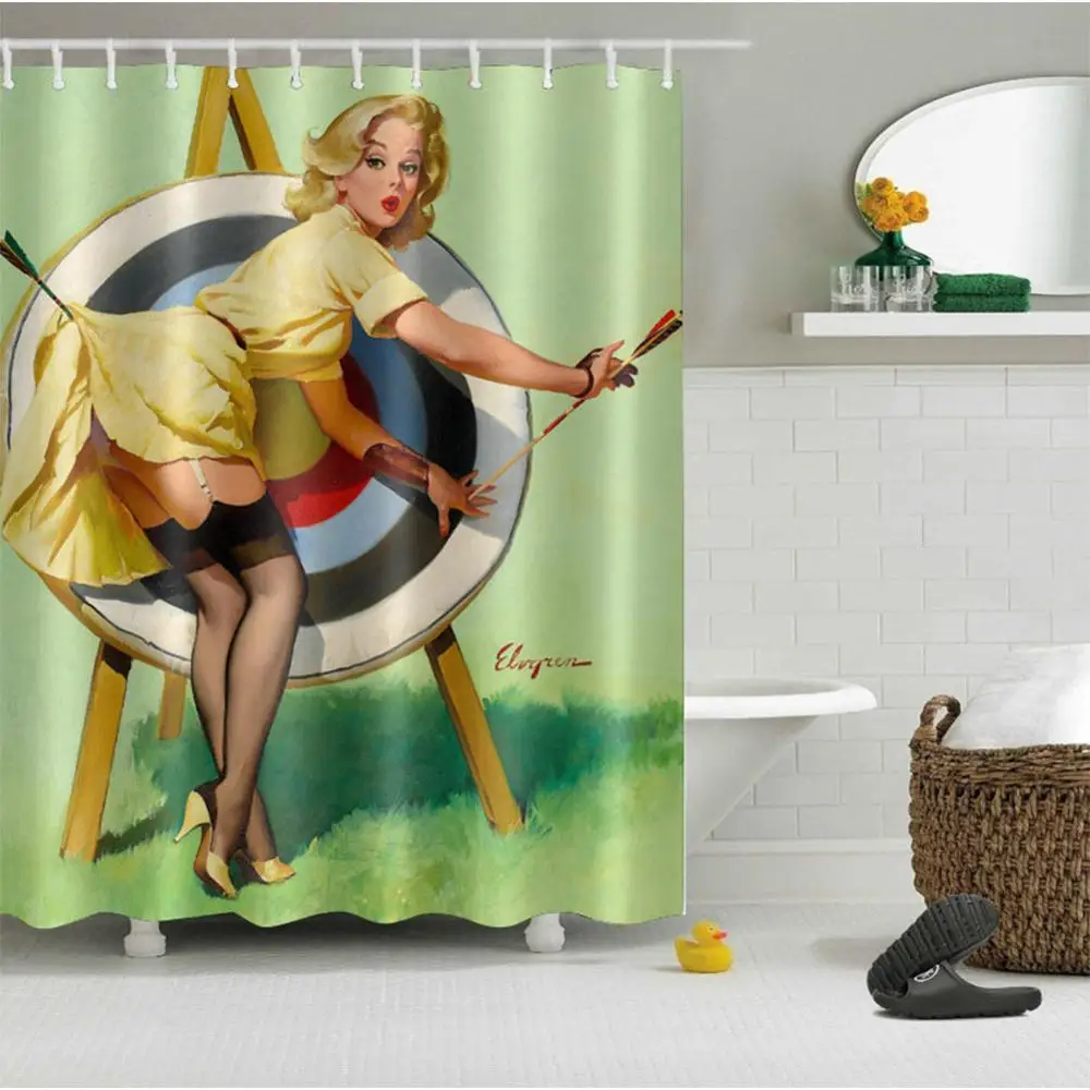 Curtain-846 LB 180*180 Европейская сексуальная девушка в бикини 3d занавеска для душа s моющаяся Водонепроницаемая занавеска для ванной комнаты ткань полиэстер для декора ванной - Цвет: Curtain-846