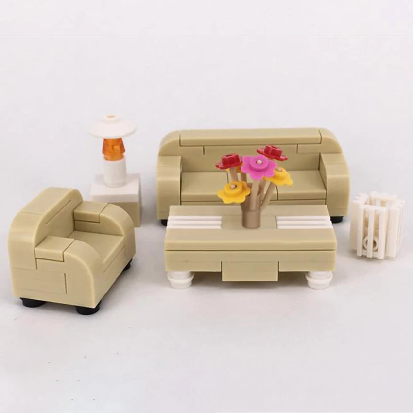 Мебель для гостиной диван стол стул блок строительные блоки город MOC аксессуары