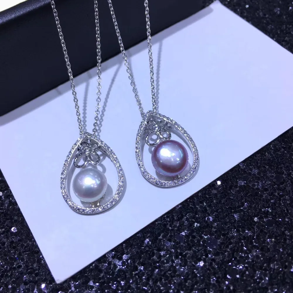YIKALAISI 925 sterling silver jewelry for women 100% natural 9-10mm freshwater pearl choker pendant 2018 new fashion Wholesale | Украшения