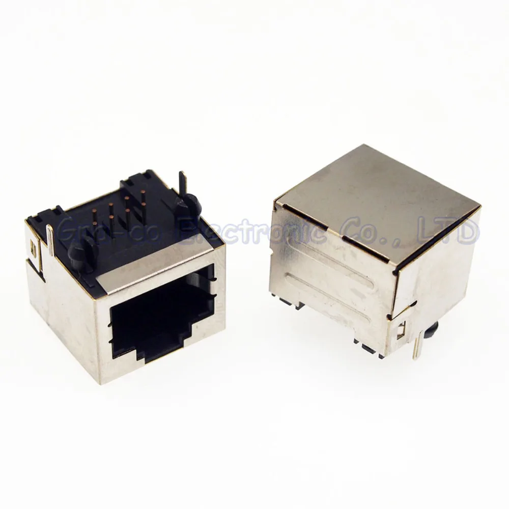 Соединитель RJ45 LAN модульный разъем 90 градусов короткий корпус полностью медь 50