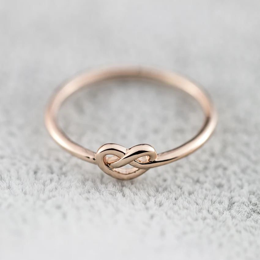Best Gift Simple Knuckle Love Heart Knot Rings For Women Girls Promise Anillos Jewelry Rose Gold Silver Color|knot ring|rings for womenring |