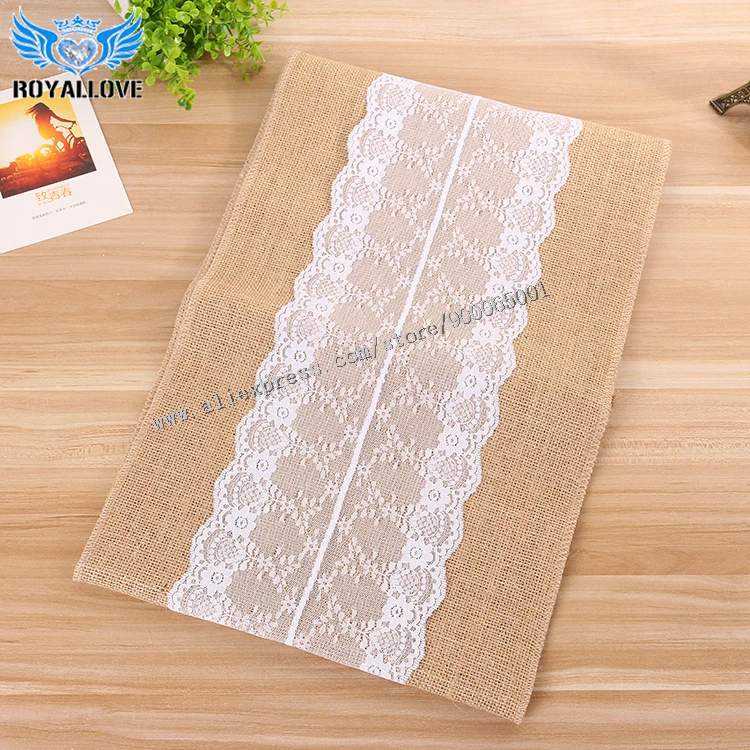 30cmW *275 cm L width Burlap Lace Table Runner Rustic Vintage Country Garden Wedding Reception Farmhouse Decoration | Дом и сад