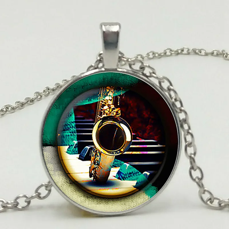 3 Color Fashion Piano Notes Guitar Music DIY Time Glass Gem Pendant Necklace Handmade Jewelry Accessories | Украшения и