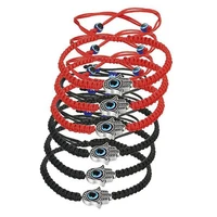 6pcs braided string kabbalah bracelets rotating evil eye hamsa hand for protection bracelet redblack string c 021