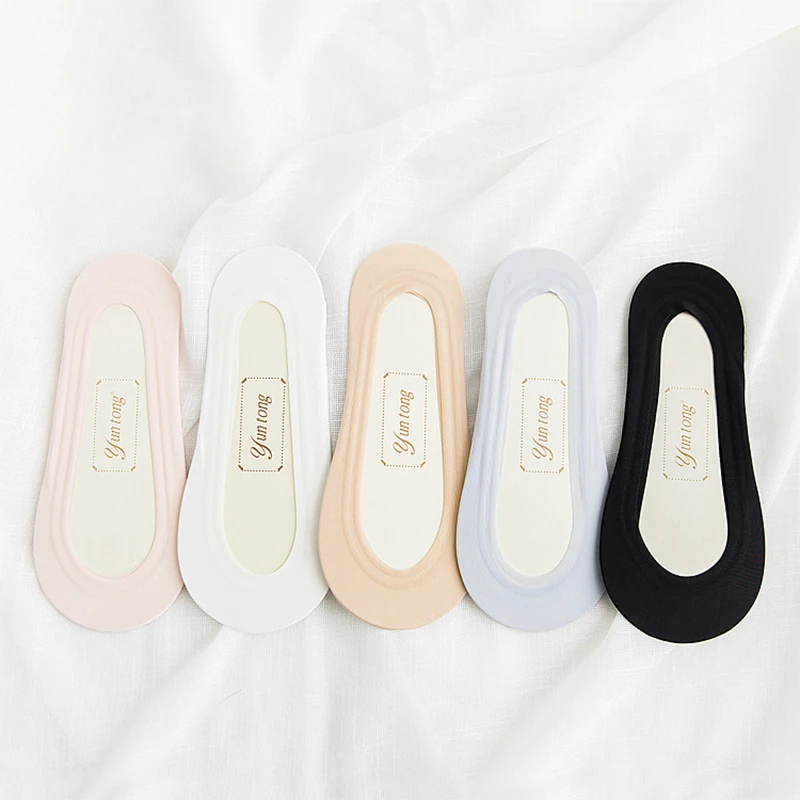 Summer Invisible Socks Female Ice Silk Boat Ladies Silicone Non-Slip Elastic Women 5pairs/lot=10pieces | Женская одежда