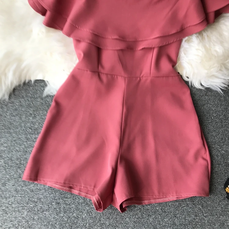 ALPHALMODA Тип высокой талией узкие гофрированные комбинезоны Высокая талия широкие брюки с широкими штанинами модные однотонные женские костюмы