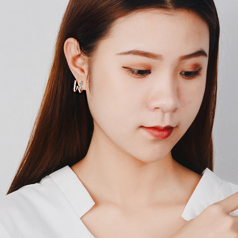 Серьги манжеты Крошечный Цирконий 5 А золотого цвета|Серьги-клипсы| |