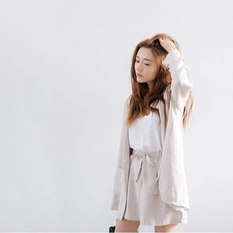 Женский костюм комплект из 2 предметов хлопковый льняной летний свободный