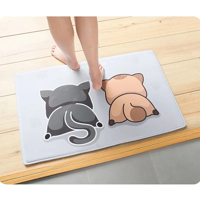 Нескользящий мат для кухонного пола Kawaii двери коврик для животных печатные коврик на кухню Нескользящие спальня прикроватные коврики - Цвет: A1