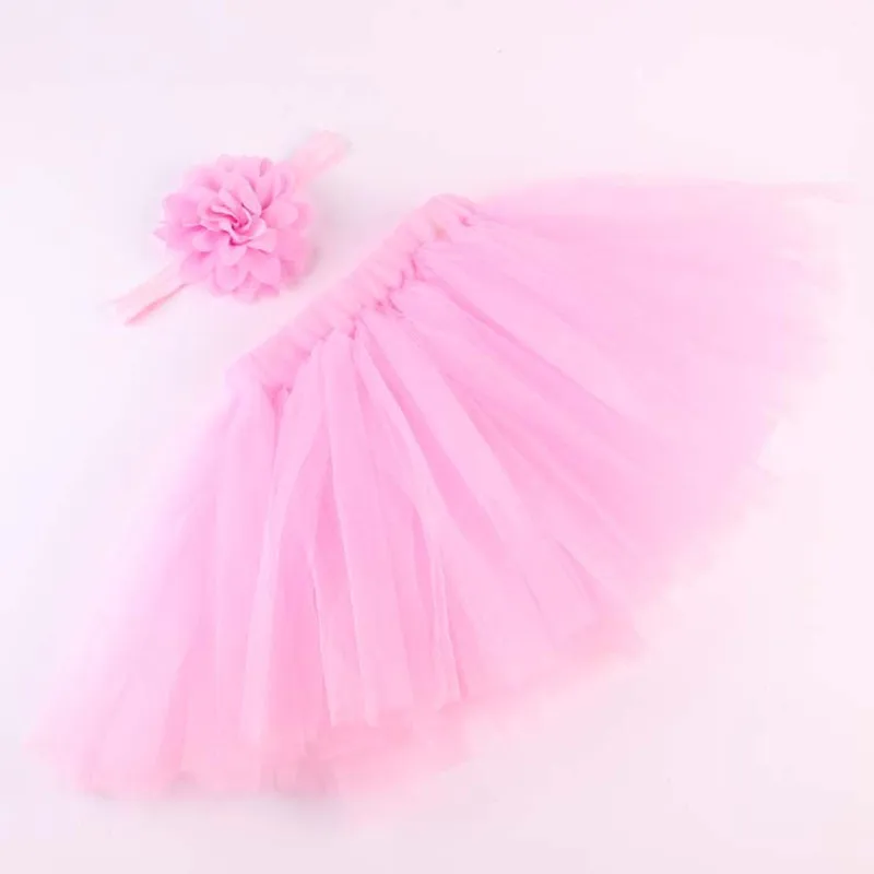 

Baby Girl Tutu Skirt Cute Kids Princess Tulle Skirts With Flower Headband Summer Children Party Newborn Photography Props Photo