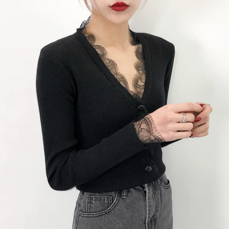 Новинка 2018 весенний женский свитер OHCLOTHING пальто с воротником swecardigan V-образным